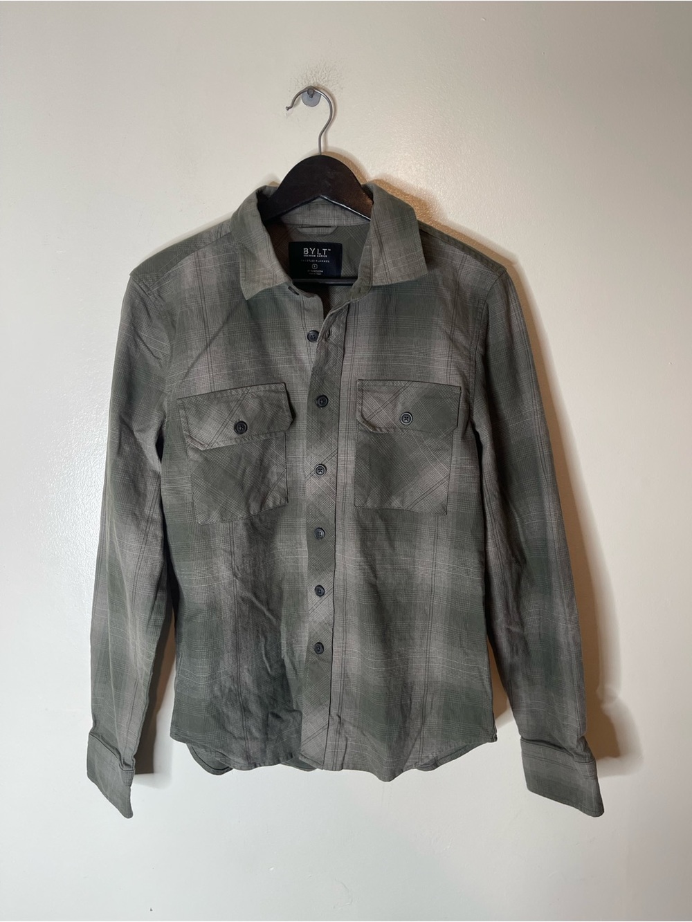 Bylt Premium Basics Trestles Flannel Shirt Mens Size Small Double Pocket